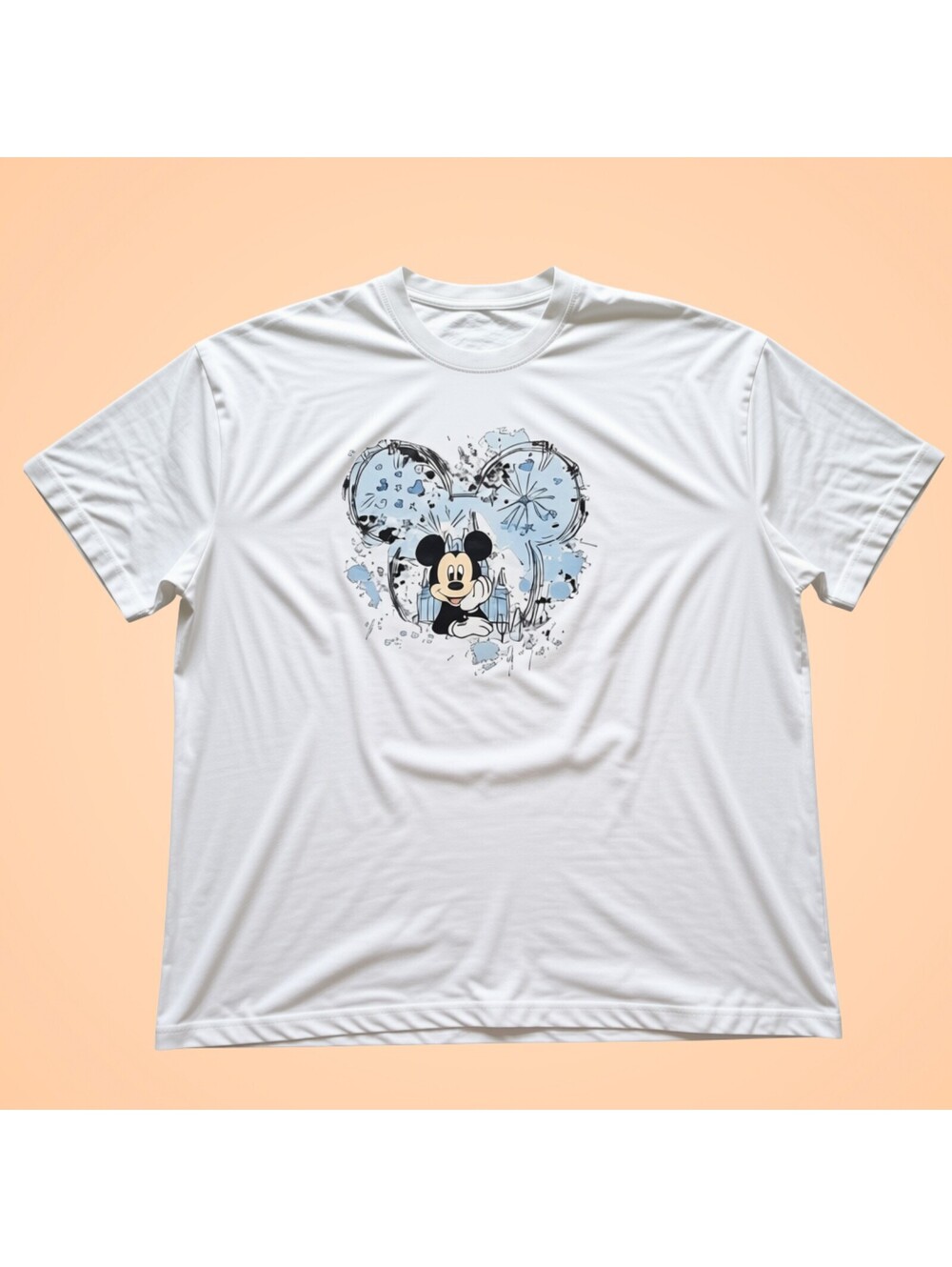 Womens 3X Mickey Mouse Graphic T-Shirt White Blue Disney Inspired Tee
